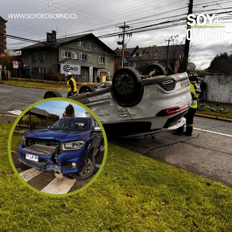 Accidente en Barros Arana provoca volcamiento y congestión vehicular en Osorno