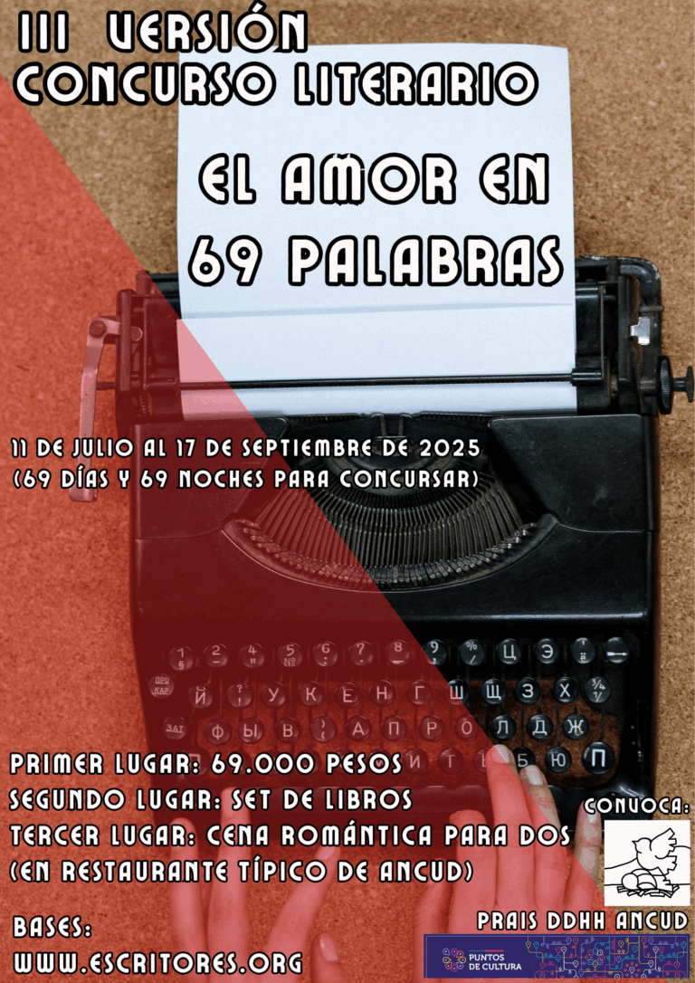 Agrupación PRAIS DD.HH Ancud invita a crear obras literarias para su Tercer Concurso “El Amor en 69 Palabras”