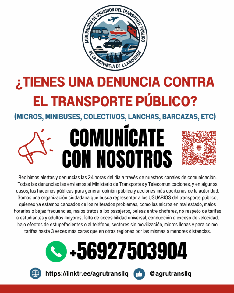 Agrupación de usuarios del transporte público habilita fono denuncia ciudadano