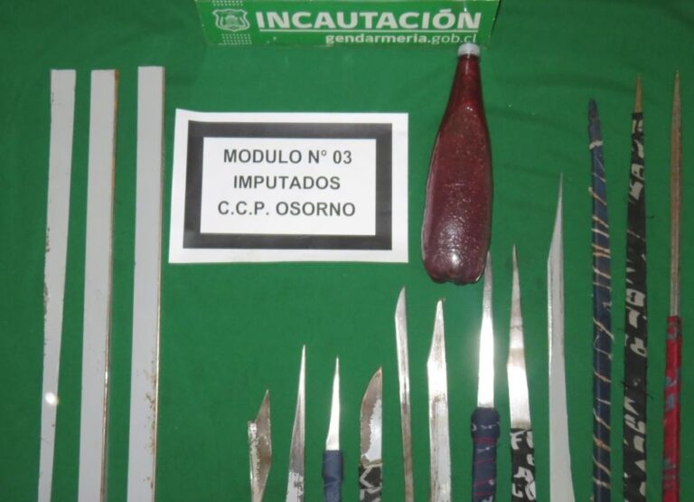 Gendarmería incauta 25 teléfonos y 12 armas blancas en nuevo allanamiento nacional