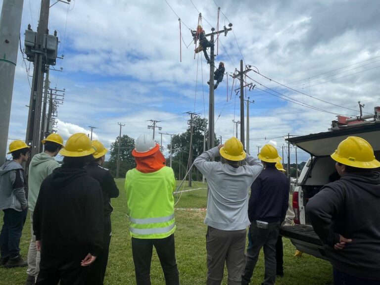 Alumnos del CFT Los Ríos visitan patio de entrenamiento de Saesa para fortalecer su formación técnica