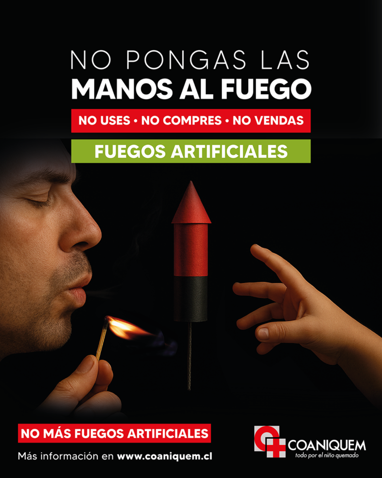 Campaña No más Fuegos Artificiales: COANIQUEM ha logrado disminuir de 91% quemaduras por fuegos artificiales en niños y niñas