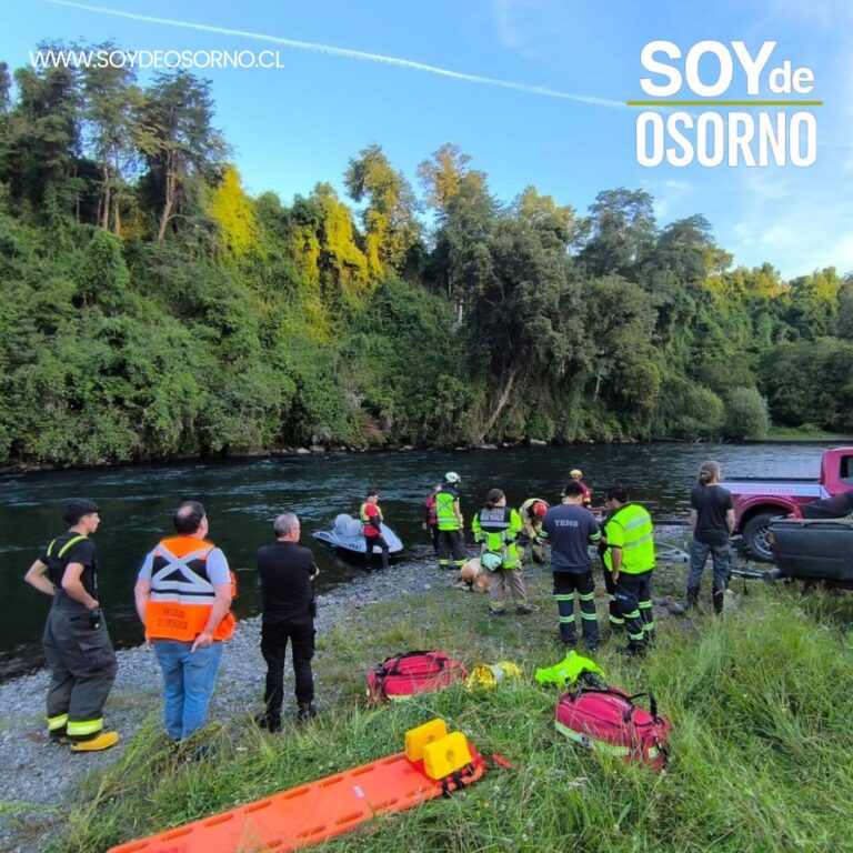Continúa búsqueda de joven desaparecido en el río Pilmaiquén en San Pablo
