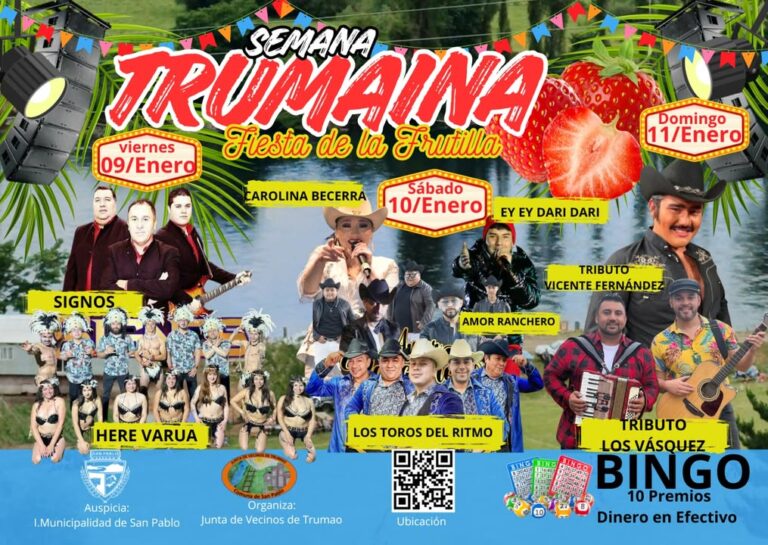 Trumao se prepara para vivir la Semana Trumaina y Fiesta de la Frutilla 2026.