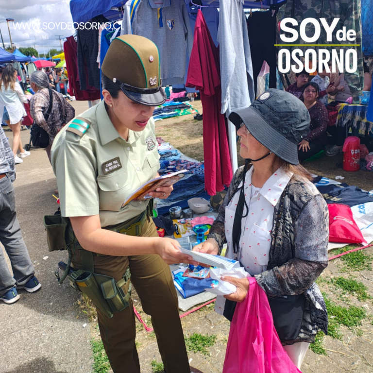 Carabineros realiza campaña preventiva contra robos por sorpresa en feria rotativa Bolivia de Osorno
