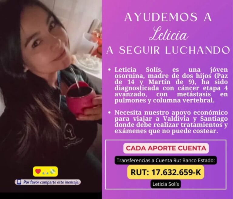 Campaña solidaria busca apoyar a joven madre osornina con cáncer avanzado