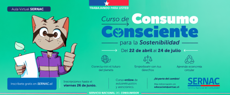 SERNAC LOS LAGOS INVITAN A PARTICIPAR EN CURSO GRATUITO DE CONSUMO CONSCIENTE PARA LA SOSTENIBILIDAD